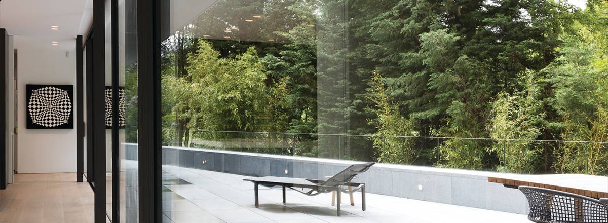 black aluminium ultra-slim sliding glass doors